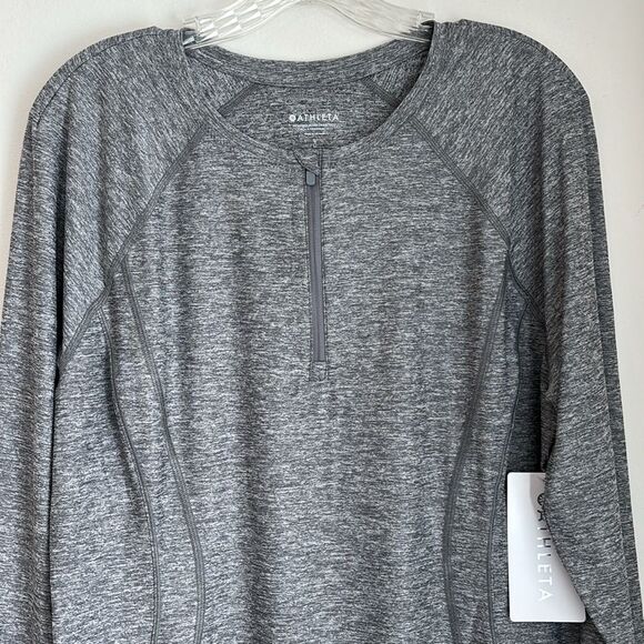 Athleta women Pacifica Illume Half Zip Gray Long Sleeve UPF Fitted Top large NWT - Picture 3 of 12